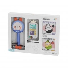 童启萌 儿童玩具拨浪鼓+手机+卡片套装  JY3210 颜色随机