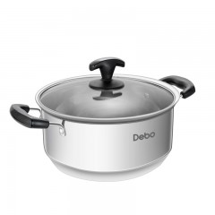 Debo 德铂汤锅不锈钢电磁炉明火通用汤锅可视锅盖 艾咪 22cm