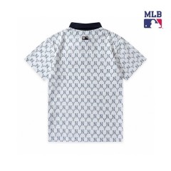 MLB   国潮翻领运动t恤   白色/蓝色   S-2XL下单请备注颜色尺码