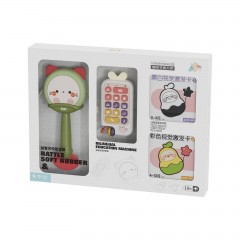 童启萌 儿童玩具拨浪鼓+手机+卡片套装  JY3210 颜色随机