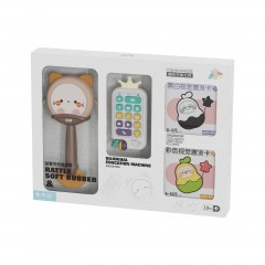 童启萌 儿童玩具拨浪鼓+手机+卡片套装  JY3210 颜色随机