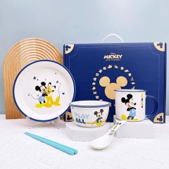 迪士尼 米奇一人食5件套陶瓷餐具礼盒A套装 WADSN-0076TCFO-A  6974992110624